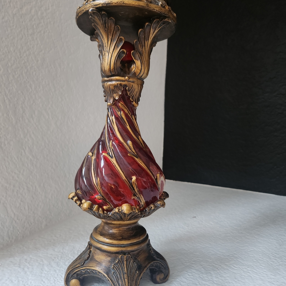 Elegant Red and Gold Decorative Candle Holder